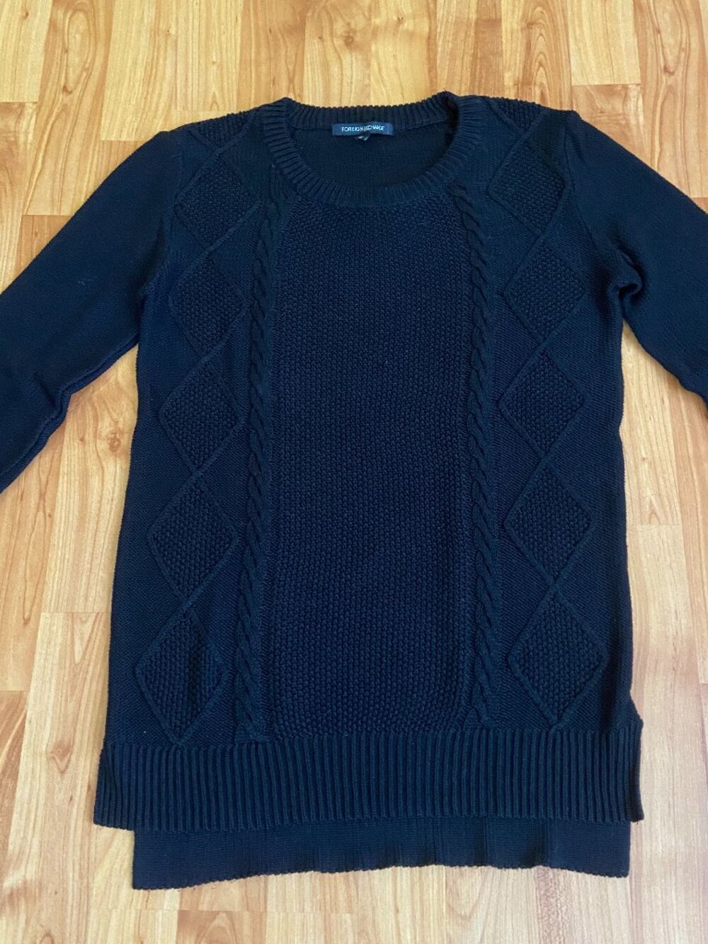 Foreign Exchange Loose Knit Black Long Sleeve Sweater